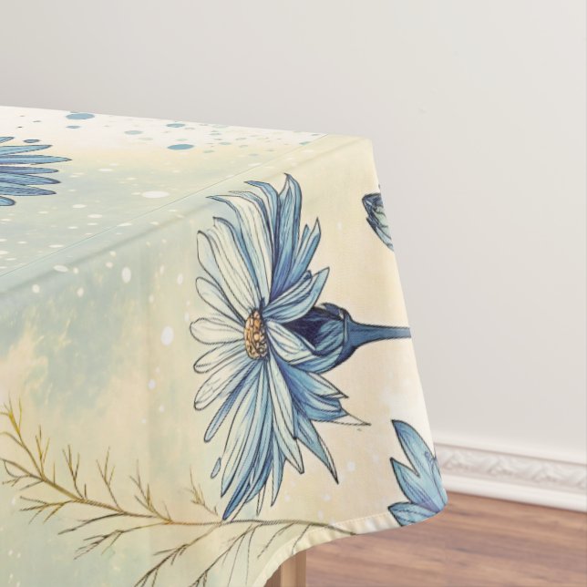 Aesthetic Blue Wildflowers Tablecloth (In Situ)