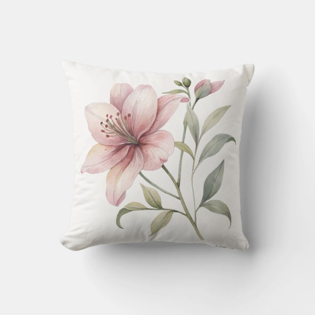 Aesthetic Blush Pink Flower Pillow Cover  (Front)