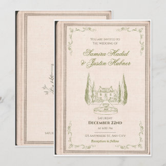 Aesthetic Bookish Library Wedding Invitation