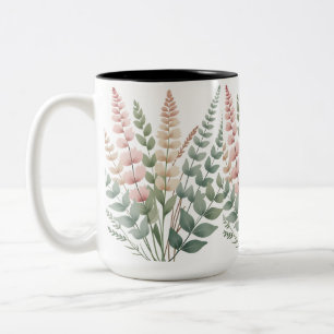 Aesthetic Botanical Ferns Floral Pattern Coffee M Two-Tone Coffee Mug