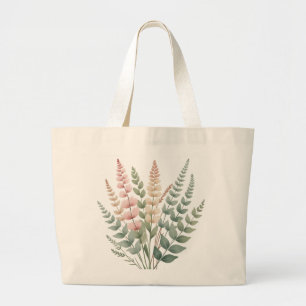 Aesthetic Botanical Ferns Floral Pattern Tote Bag