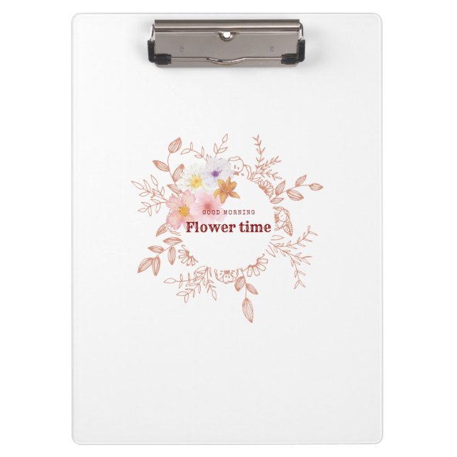 Aesthetic Botanical Floral Wreath Clipboard (Front)