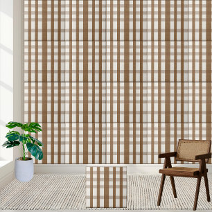 Aesthetic Brown and White Chequered Tile Pattern
