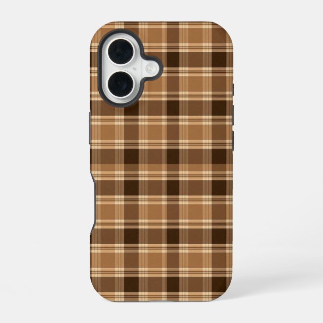 Aesthetic Brown Plaid Tartan Pattern iPhone Case (Back)