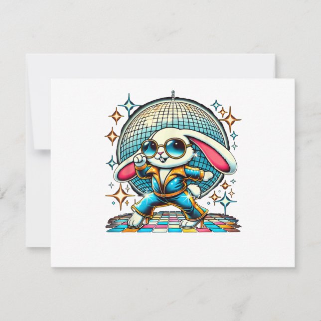 Aesthetic Bunny Disco Invitation (Front)