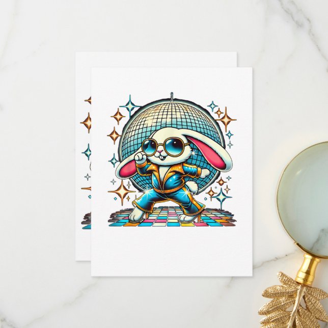 Aesthetic Bunny Disco Thank You Card (Front/Back In Situ)