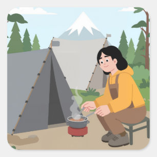 Aesthetic Camping   outdoor adventure   camping Square Sticker
