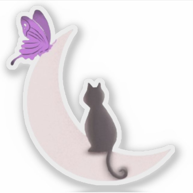 Aesthetic Celestial Cat and Purple Butterfly Moon  (Front)