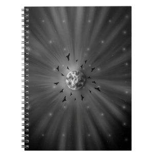 Aesthetic Celestial Moon and Birds Mystical Monoch Notebook