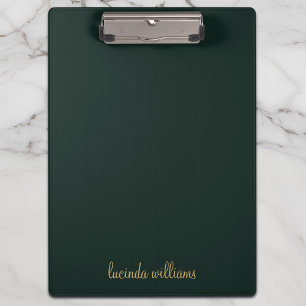 Aesthetic Charcoal Chic Gold Script Monogram Clipboard