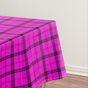  Aesthetic Check & Black Lines   Pink Tartan Plaid Tablecloth