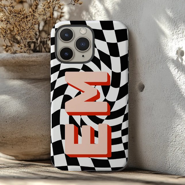 Aesthetic chequerboard Trendy Monogram Case-Mate iPhone Case (Creator Uploaded)