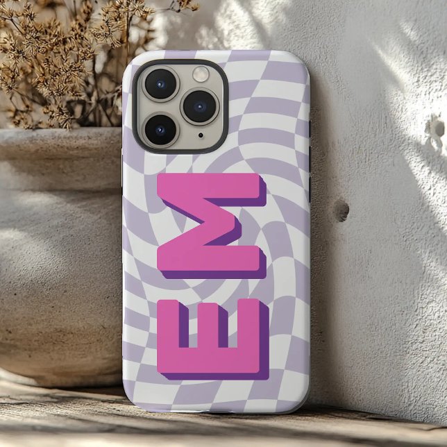 Aesthetic chequerboard Trendy Monogram Case-Mate iPhone Case (Creator Uploaded)