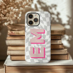 Aesthetic chequerboard Trendy Monogram iPhone 16 Pro Max Case<br><div class="desc">Introducing the iPhone 16 Pro Max Case with a stylish, aesthetic chequerboard pattern that elevates your phone's look. This premium case is personalised with two trendy initials—perfect for showcasing your first and last name in a modern, sleek design. The chequerboard pattern adds a touch of boldness, making your device stand...</div>