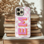 Aesthetic chequerboard Trendy Monogram iPhone 16 Pro Max Case<br><div class="desc">Introducing the iPhone 16 Pro Max Case with a stylish, aesthetic chequerboard pattern that elevates your phone's look. This premium case is personalised with two trendy initials—perfect for showcasing your first and last name in a modern, sleek design. The chequerboard pattern adds a touch of boldness, making your device stand...</div>