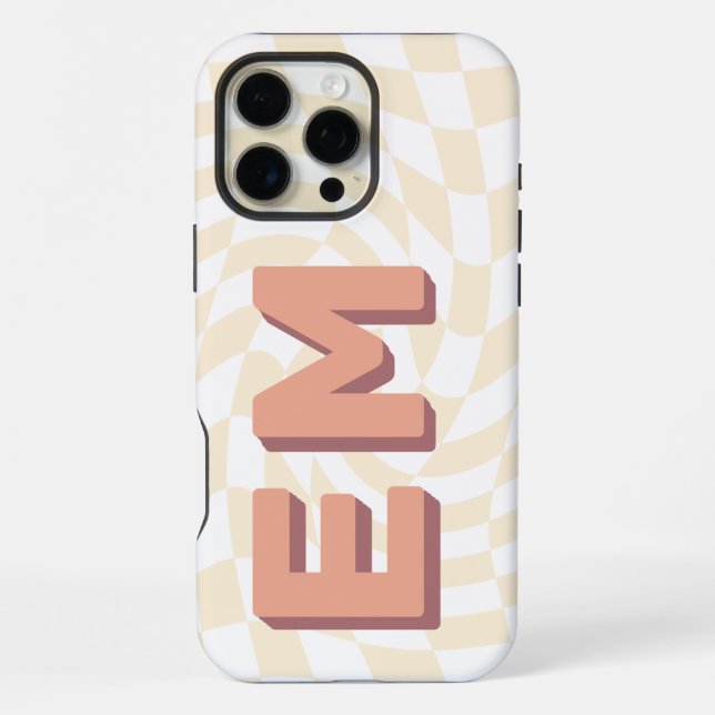 Aesthetic chequerboard Trendy Monogram iPhone Case (Back)