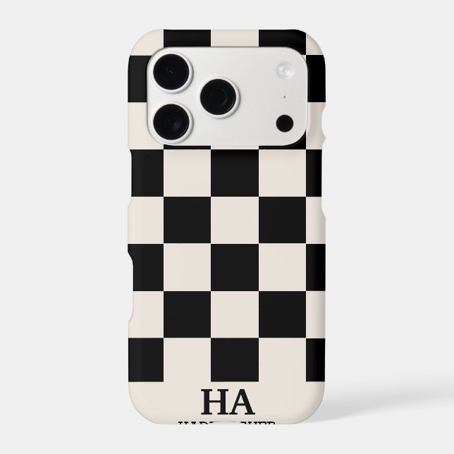 Aesthetic Chequered Retro Monogrammed Initials  (Back)