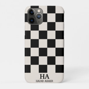 Aesthetic Chequered Retro Monogrammed Initials Case-Mate iPhone Case