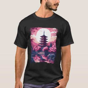 Aesthetic Cherry Blossom Sakura Tree In A Vaporwav T-Shirt