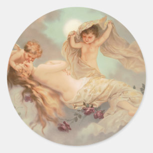  Aesthetic Cherubs print Valentines Day  Classic Round Sticker