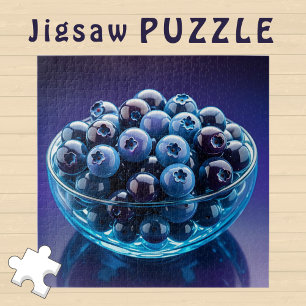 Aesthetic China Blueberries in Glass Bowl  -  Jigsaw Puzzle