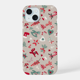Aesthetic Christmas Pattern Tree Candy iPhone 15 Case