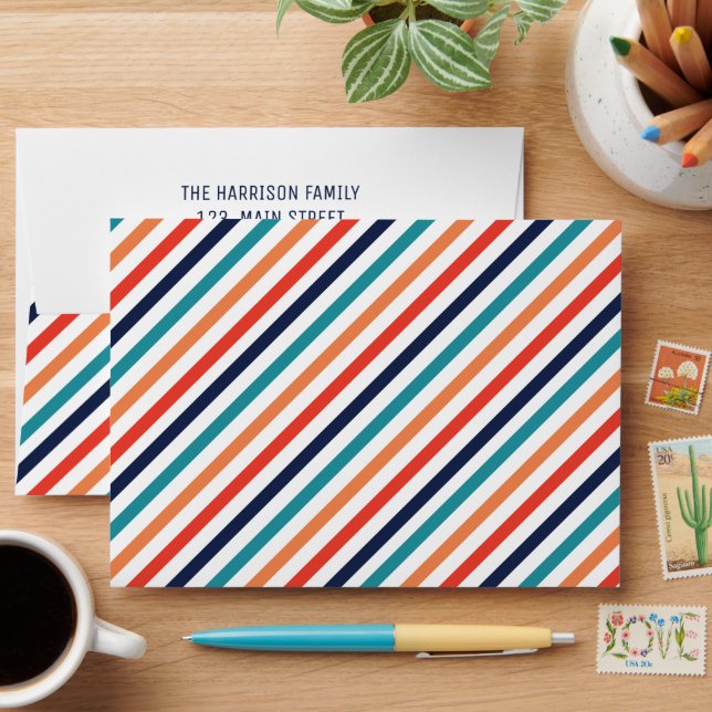 Aesthetic Christmas Retro Stripes Colourful Lines  Envelope (Desk)