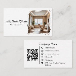  Aesthetic Clinic Modern QR Code Photo Business Card