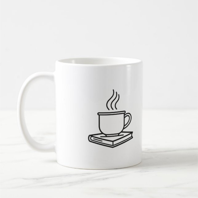 Aesthetic Coffee Cup & Reading Lover Mug (Left)