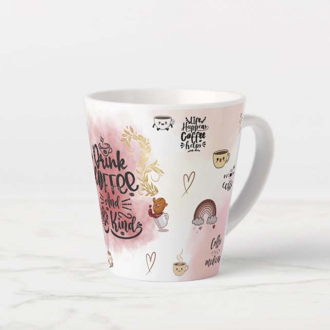 “Aesthetic Coffee Lover Illustration  Latte Mug (Right Angle)