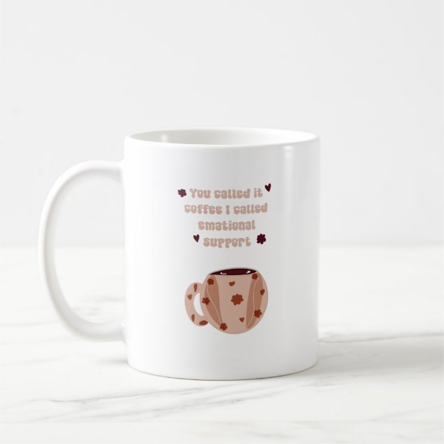 Aesthetic Coffee Mug – Cute Boho Coffee Lover Cup, (Left)