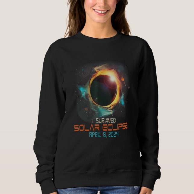 Aesthetic Colorful I Survived Total Solar Eclipse  Sweatshirt (Front)