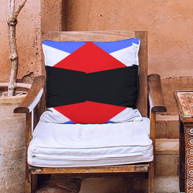 Aesthetic colour block Red & Blue & black & white Cushion (Creator Uploaded)
