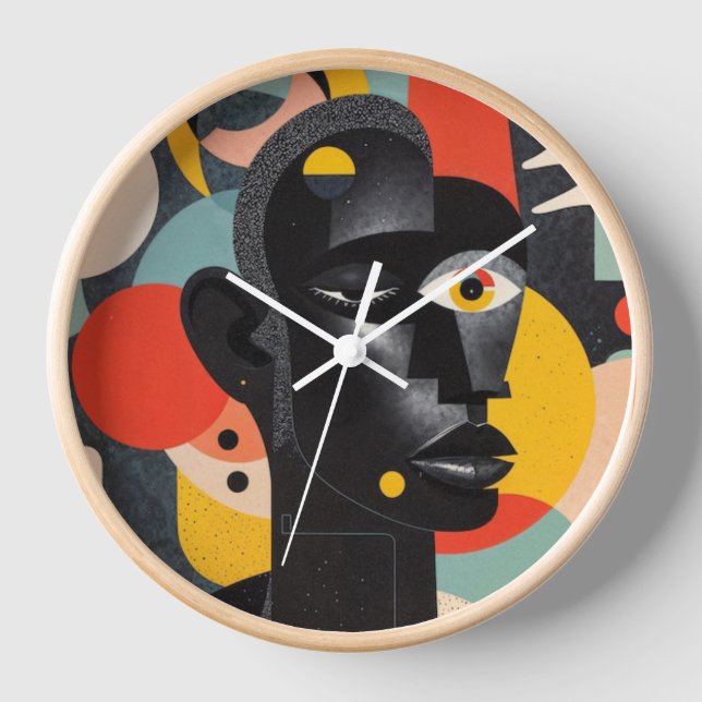 Aesthetic Colourful Abstract Dadaism  Clock (Front)