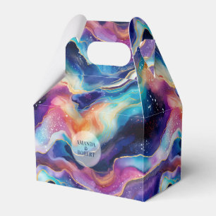 Aesthetic colourful rainbow agate glitter monogram favour box