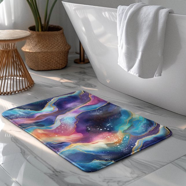 Aesthetic colourful rainbow agate glitter texture bath mat (Creator Uploaded)