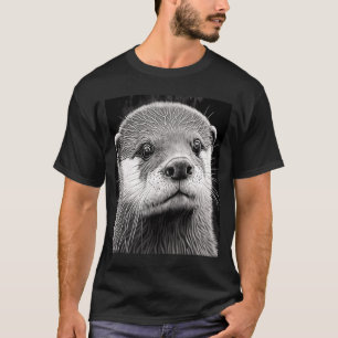 Aesthetic Cool Otter Head Painted Sea Otter Face   T-Shirt