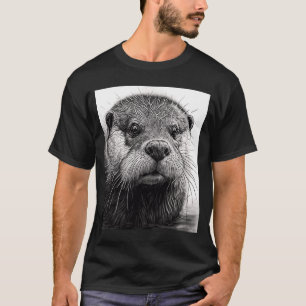 Aesthetic Cool Otter Head Painted Sea Otter Face T-Shirt