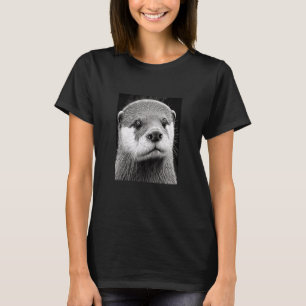 Aesthetic Cool Otter Head Painted Sea Otter Face   T-Shirt