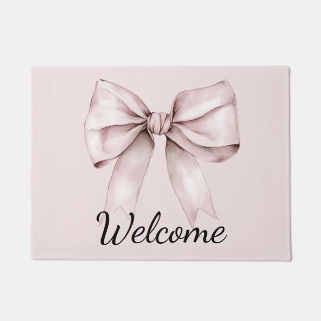 Aesthetic coquette pink bow Personalised  Doormat (Front)