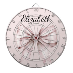Aesthetic coquette pink bow Personalised Name Dartboard