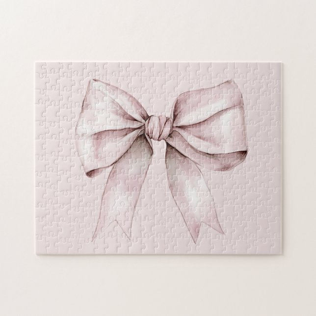 Aesthetic coquette pink bow Personalised Name  Jigsaw Puzzle (Horizontal)