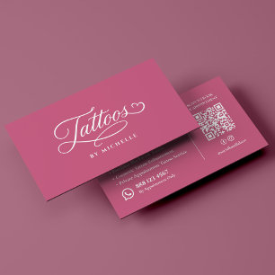 Aesthetic Cosmetic Tattoo Artist Pink Script Business Card