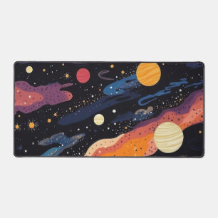 Aesthetic Cosmic Galaxy Planets and Stars Custom Desk Mat