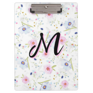 Aesthetic Cottagecore Floral Monogram M Clipboard
