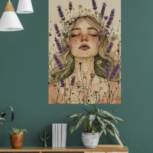 Aesthetic Cottagecore Girl Art Print