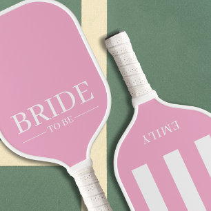 Aesthetic Country Club Bride To Be Pink Stripes Pickleball Paddle
