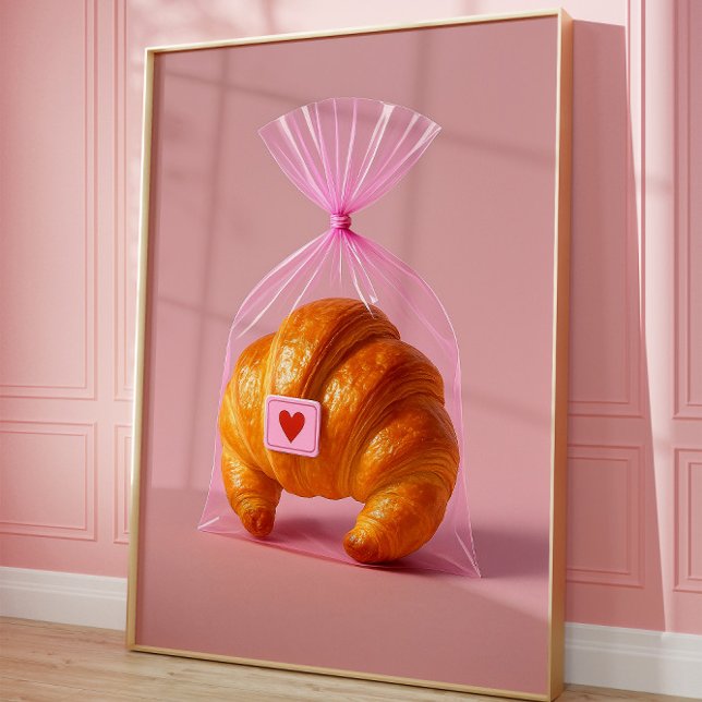 Aesthetic Croissant Wall Print, Cute Bakery Art Poster (Croissant art)