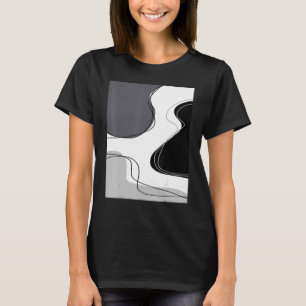 Aesthetic Cute Boho Cow Pattern Black Grey White T-Shirt