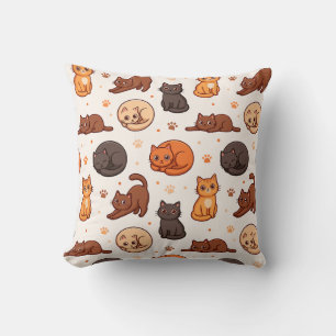 Aesthetic Cute Cats Pattern Playful Kitten Cushion